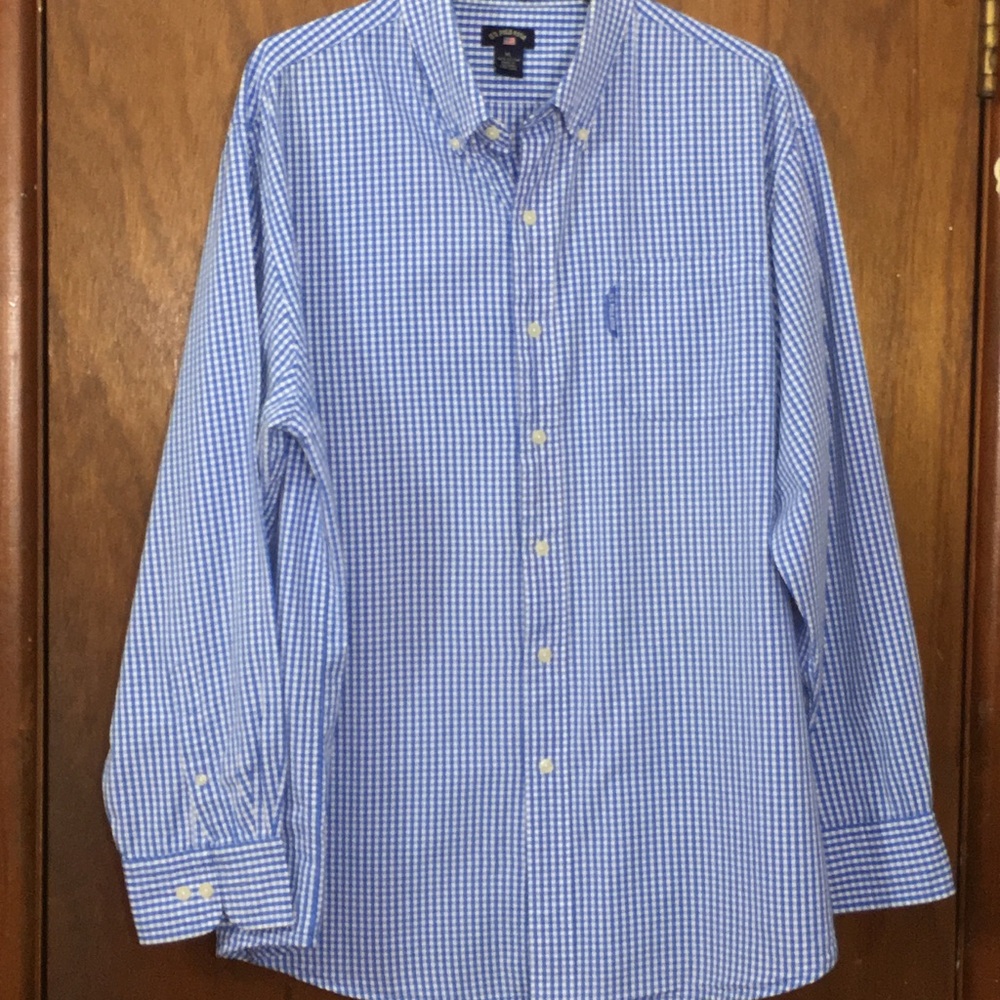 US Polo Assn. Blue Check Size XL LS BD Collar